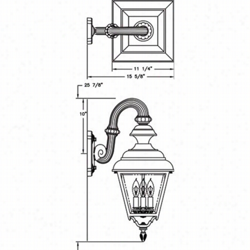 Hanover Lantern B96frm Large Plymouth 25w Per Socket 3 Lihgt Outdoor Wall Light