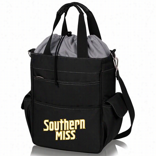 Picnic Time 614-0-175-744-0 Activo University Of Southern Mississippi Golden Eagles Igital Print W Aterproof Tote In Black