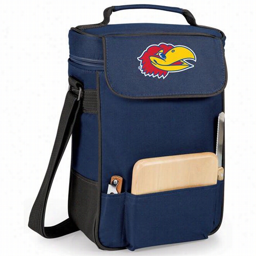 Picnic Time 62 3-04-138-242-0 Seminary Of Learning  Of Kansas Jayhawks Embroidered Duet Winea Nd Cheese Tote In Navy