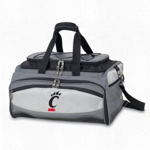 Pkcnic Tiem 750-00-175-662-0 Buccanee Runiversity Of Cincinn Ati Bearcats Embroidered Cooler And Barbecue Set In Mourning