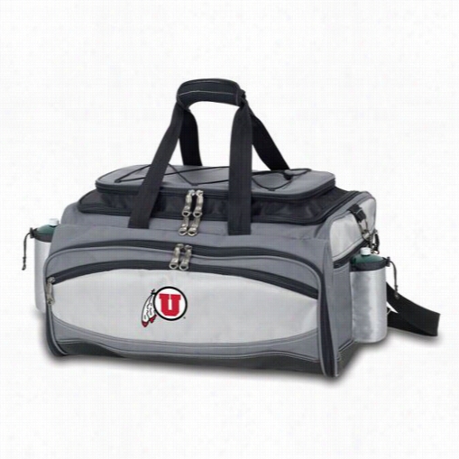 Picnic Time 770-00-175-024-1 Vulcan Un Iversity Of Utah Utes Digital Print Basket In Black