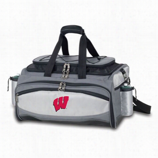 Picnic Time 770-00-175-642-0 Vulcan Univeersity Of Wisconsin Badgers Embroideered Bassket In Bllack