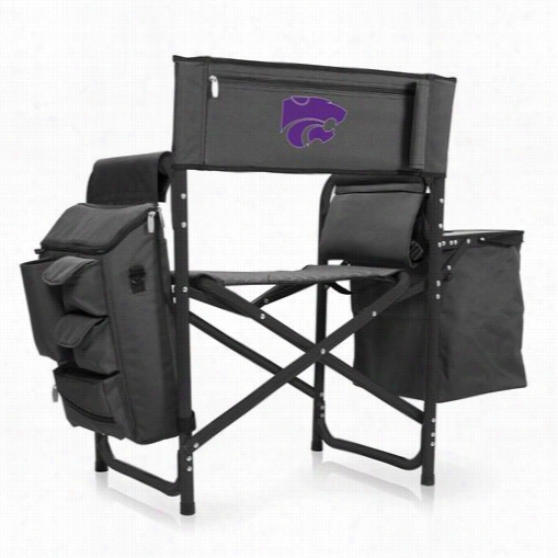 Picnic Time 807-00-679-254-0 Kansas State Wildcats Digital Print Fusion Chair In Dark Grey/blackk