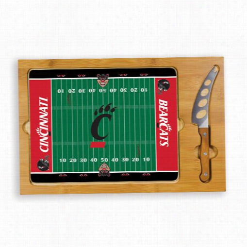 Picnic Time 910-00-505-664-0 Icon University Of Cincinnatib Earcats Digital Print Football Cutting Cheese Tray In Natural  Woodd