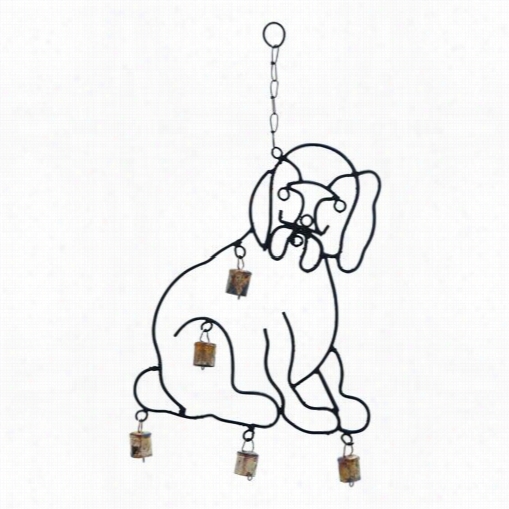 Wpodland Imports 226732 Mmetall Wind Chime Wuth Sculpted Dog Image