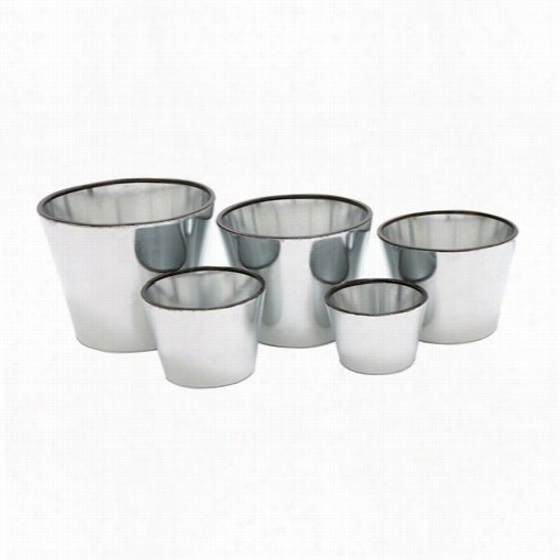 Woodland Imports53257 The Shining Metal Planter - Set Of 5