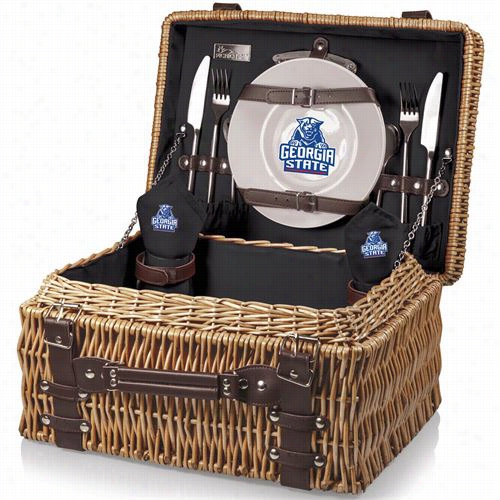 Picnic Time 208-40-179-064-1 Champiion Georgia Stat Euniversity Panthers Digital Print Basket In Black