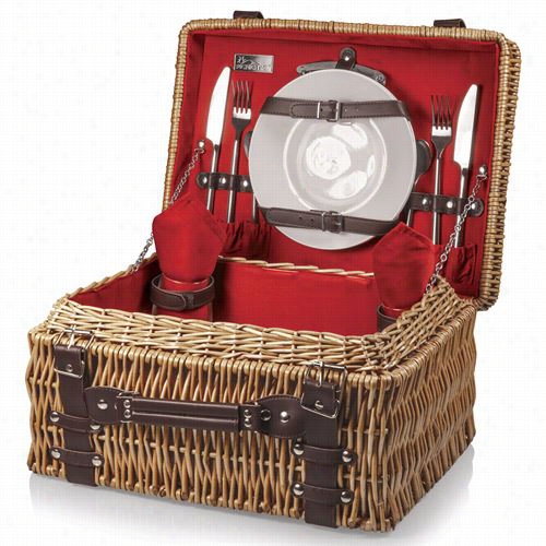 Picnic Time 208-40 Champion Picnic Basket With Napkinsand Dark Brown Leatherette Strpas