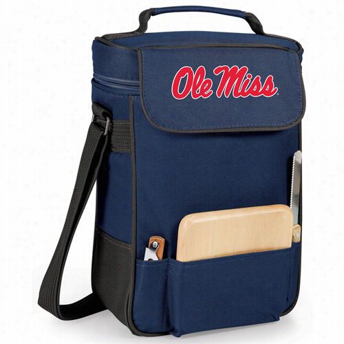 Picnic Ti Me 623-0 4-138-372-0 University Of Mississippi Rebels/olemiss Emrboidered Dueet Wine And Cheese Tote In Navy