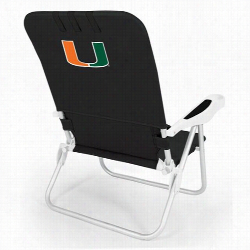 Picnic Time 790-00-179-324-0 Monaco University Of Miami Hurricanes Digital Print Beach Chair In Black