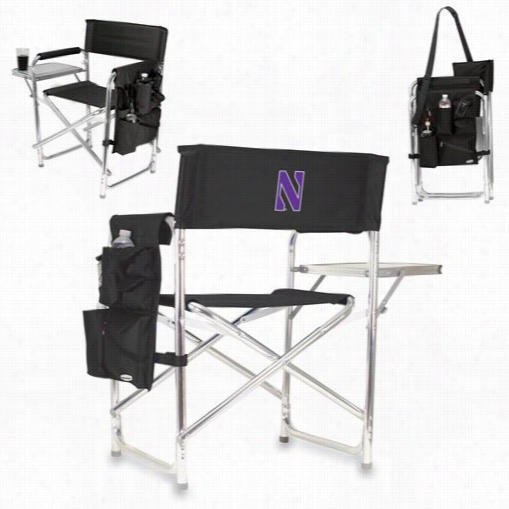 Picnic Time 809-00-179-432-0 Northwestern U Wil Dczts Embroideed Sports Chair In Black