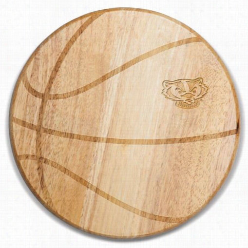 Picniic Tiem 840-00-5056-433-0 University Of Wisconsin Badgers Engraving Free Throw Cutting Board In Natural Wood