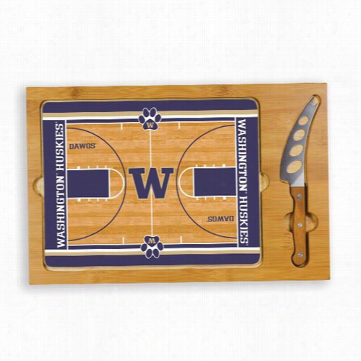 Pincic Time 910-00-505-625-0 Icon University Of Washington Huskies Dkgital Rpint Basketball Cutting Cheese  Tray In Natural Wood