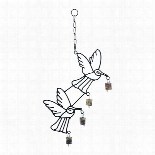 Woodland Imports 26740 Metaal Bird Wind Chime With Curvy Base