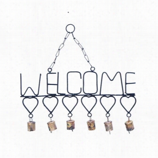 Woodland Imporst 26753 Welcome Wind Chimes With Ganglin Gmetal Hearts And Bells