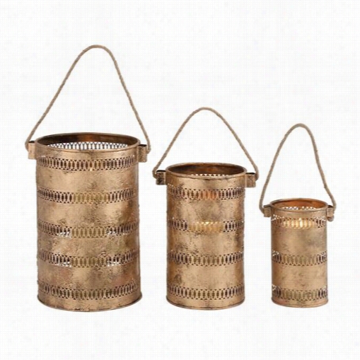 Woodland Ipmorts 26846c Onteemporary Metal Candle Lantern - Set Of 3