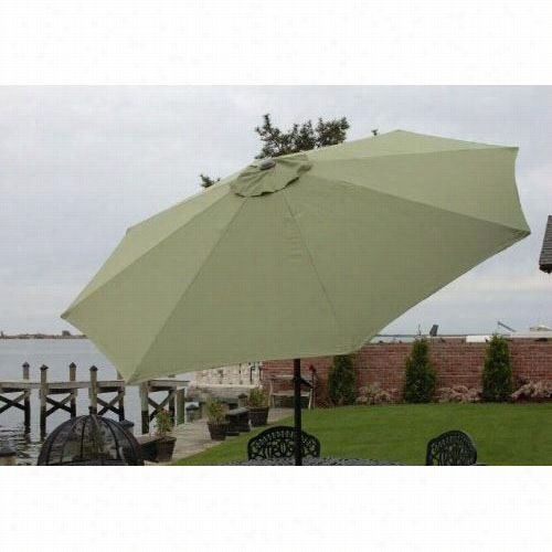 Bliss Hammocks Umb-01gr 9' Aluminum Market Patio Umbrella With Tilt And Cran K  In Sage Green