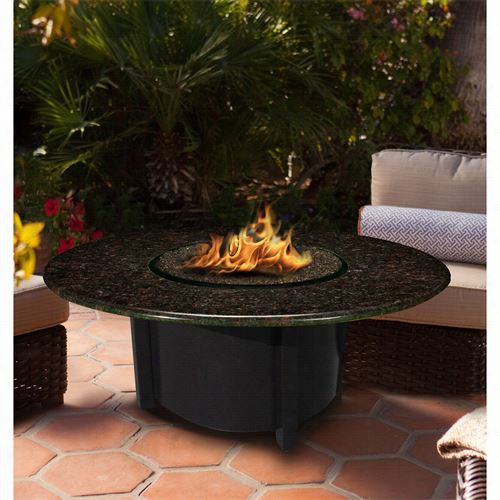 California Outdoor 5010-bk- Pg10-bm-48 Carmel Black Base Chat Height Fire Pit With Black Reflective Glass And 48"" Black Mahogany