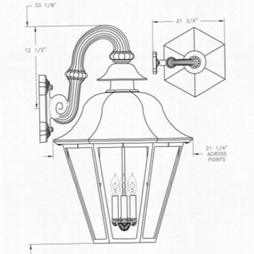 Hanover  Lantern B61frm Grande Manor 25w Per Socket 3 Light Outdoor Wall Light