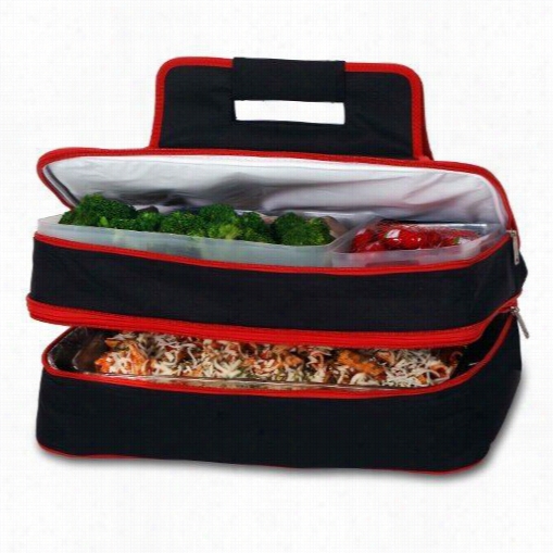 Picnic Plus Psm-721br Entertainer Hot And Cold Food Carrier In Black/red