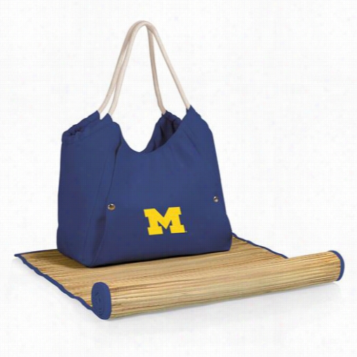 Picnic Time 638-00-138-344-0 Cabo University Of Michigan Wolverines Digital Print Tote And Mat In Navy