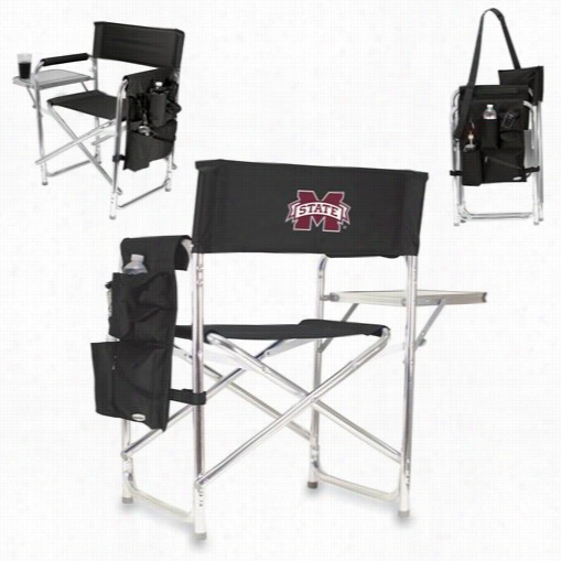 Picnic Time 809-00-179-384-0 Mississippi State Bulldogs Digital Print Sports Chair In Black