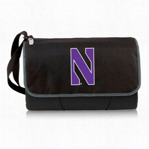 Picnic Time 8z0-00-175-434-0 Northwestern University Wildcats Digital Print  Blanket  Tote Iin Black