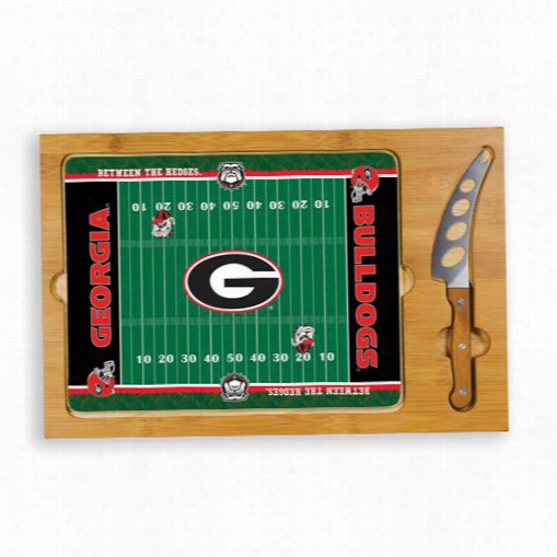 Picnic Time 910-00-5 05-184-0 Icon University Of Geoorgia Bulldogs Digital Print Football Cutting Cheese Tray In Natural Wood