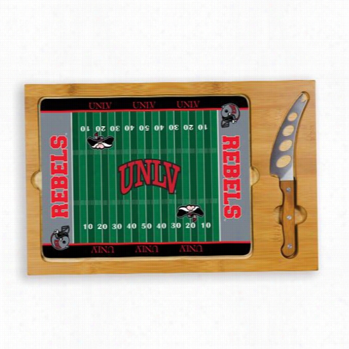 Picnic Time 910-00-055-724-0 Icon Univesrity Of Nevada Las Vegas Rebels Digital Print Football Cutting Cheese Tray In Natural Wood
