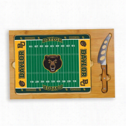 Picnic Time 910-00-505-924-0 Icon Baylor University  Bearss Digital Print Football  Cutting Cheese Tray  In Original Wood