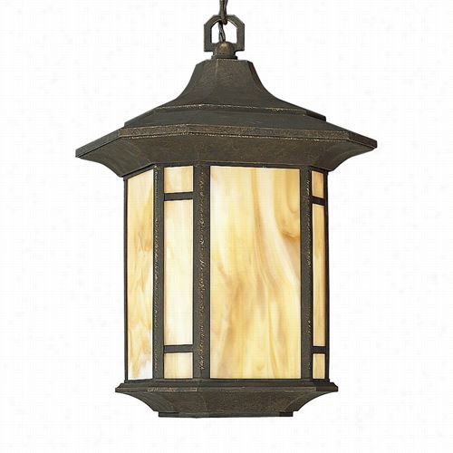 Progress Lightin G P5528-46 Arts And Crafts 1 Light Hanging Lantern In Ewathered Bro Nze