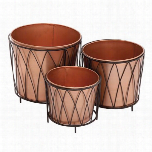 Woodlandi  Ports 22126 The Shiny Metal Planter - Set Of 3