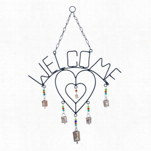 Woodland Imports 26735 Twin Heart Shape Designed Metal Welcome Wind Chime
