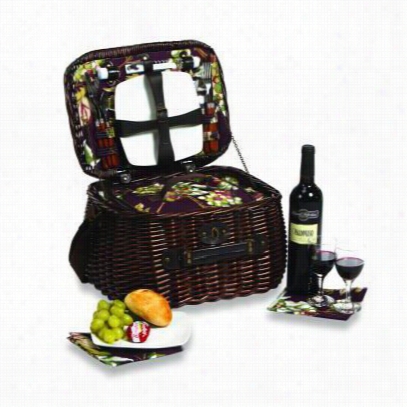 Picnic Plus Acb-266 Classicc Oval Shape Veneto Picnic Bas Ket In Eggplant Vineyard