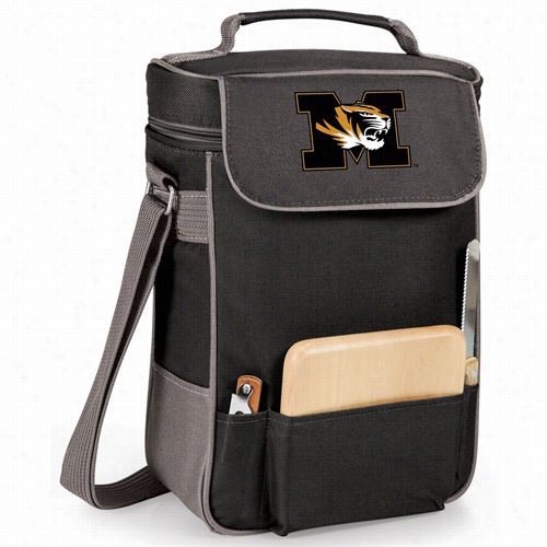 Picnic Time 623-04-175-392-0 University Of Missouri Tigers/mizzou Embroidered Duet Wine And Cheese Tote In Black