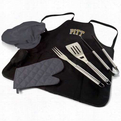 Picnic Time 6 35-88-179-504-0 University Of Pittsburgh Panthers Digital Pr Int  Bbq Apron Tote Pr In Black