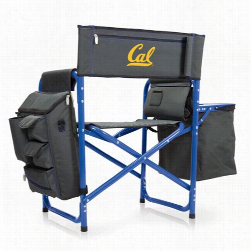 Picnic Time 807-00-639-074-0 University Of California Bermeley Golden Bears/cal Digital Print Fusion Chair In Dark Grey/blue