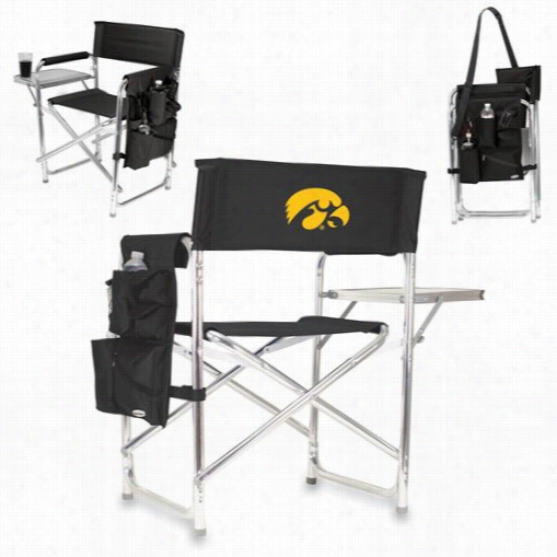 Picnic Time 809-00-179-222-0 U Of Iowa  Hawkeyes Embroidered Sports Chair In Black