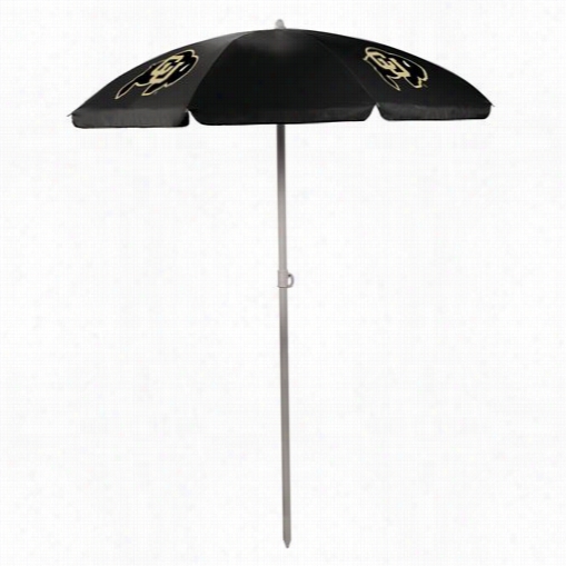 Picnic Time 822--00-179-124-0 University Of Colorado Buffaloes Dibital Calico Umbrella In Black