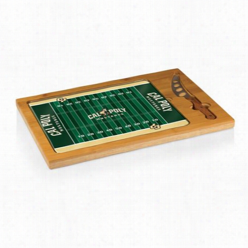 Picnii Time 910-00-505-904-0 Icon Cu Tting Board In Natural Wood With Cal Poly Mustangs Digital Print