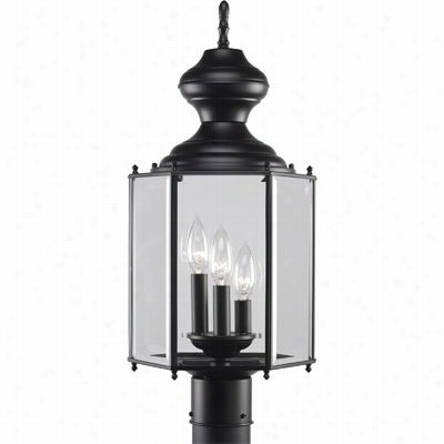 Progress Lighting P5432-31 Brass  Guard Lanterns 3 Light Outdoor Post Light  In Black