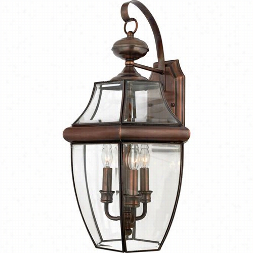 Quoizel Ny8318ac Newbury 3 Light Outdoor Wall Sconce In Aged Copper