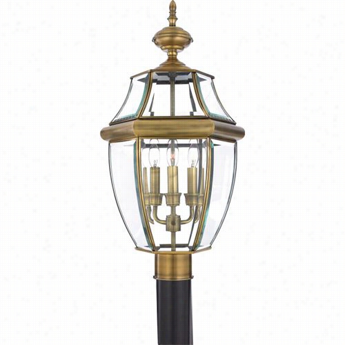 Quoizel Ny9043a Newbury 3 Light Exterior Post S~ In Antique Brass