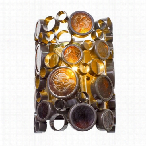 Varlauz 765ks01 Fascination 1 Lgiht Small Outdoor Wallsconce In Glossy Bronze With Amber Bottle Glass