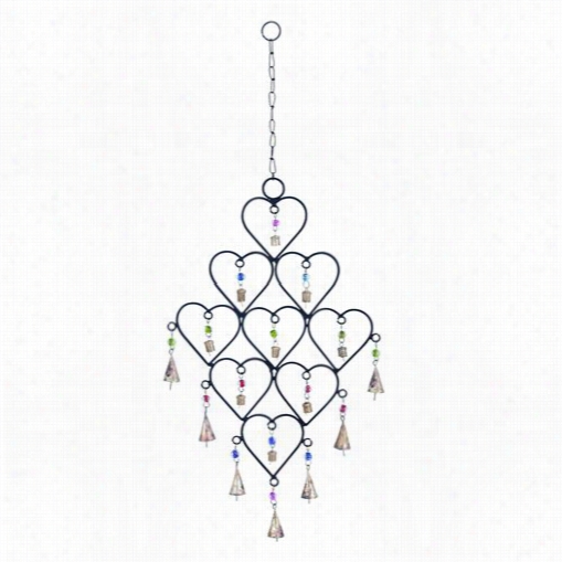 Woodland Imports 26759 Metal Heart Wind Chime With Artistic Design