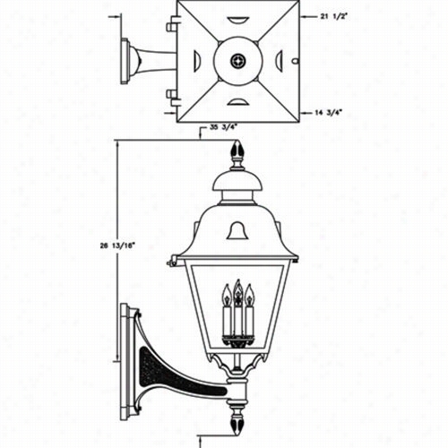 Hanover Latern B8417 Grande Jefferson 25w Per Socket 4 Light Outdoor Wall Light