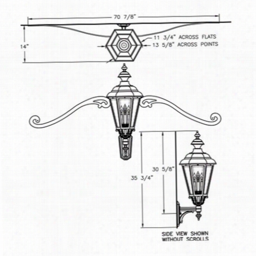 Hanover Lantern B9450 Large Jamestown 25w Per Socket 4 Loght Outdoor Wall Light