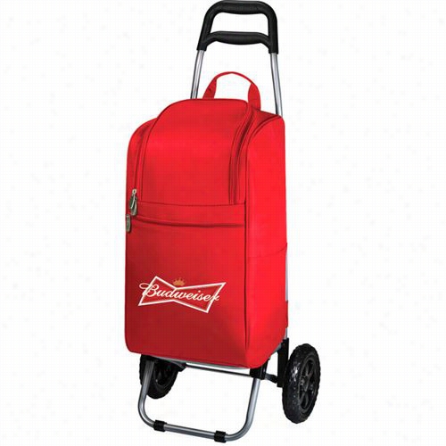 Picnic Time 545-00-100-004-6 Cart Cooler In Red With Budweiser Digital Print