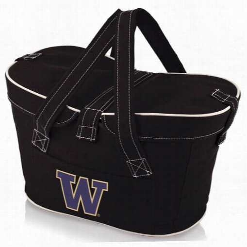 Picnic Time 599-00-179-624-0 Mercado Univversity Of Washington Huskies Digital Print Basket In Black