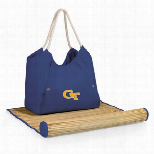 Pic Nic Time 638-00-138-195-0 Cabo Georgiq Tech Yyellow Jackets Digital Print Tote And Mat In Navy